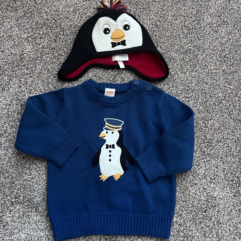 Gymboree Penguin sweater and hat
